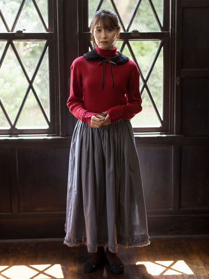 【ゆべし×Samansa Mos2】ティペット付リブニット（ブラック/レッド/ベージュ/キャメル）｜Samansa Mos2（サマンサ モスモス）通販