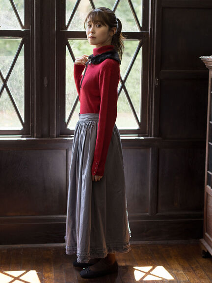 【ゆべし×Samansa Mos2】ティペット付リブニット（ブラック/レッド/ベージュ/キャメル）｜Samansa Mos2（サマンサ モスモス）通販