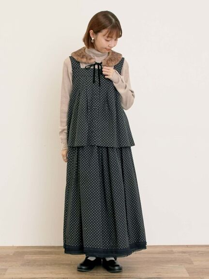 【ゆべし×Samansa Mos2】ティペット付リブニット（ブラック/レッド/ベージュ/キャメル）｜Samansa Mos2（サマンサ モスモス）通販