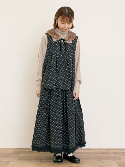 【ゆべし×Samansa Mos2】ティペット付リブニット（ブラック/レッド/ベージュ/キャメル）｜Samansa Mos2（サマンサ モスモス）通販