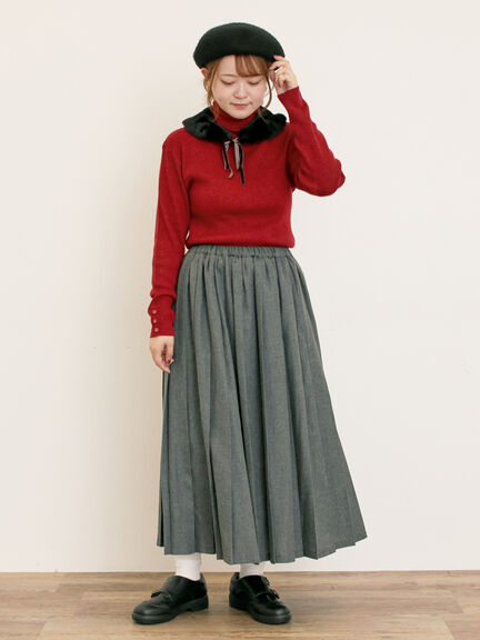 【ゆべし×Samansa Mos2】ティペット付リブニット（ブラック/レッド/ベージュ/キャメル）｜Samansa Mos2（サマンサ モスモス）通販