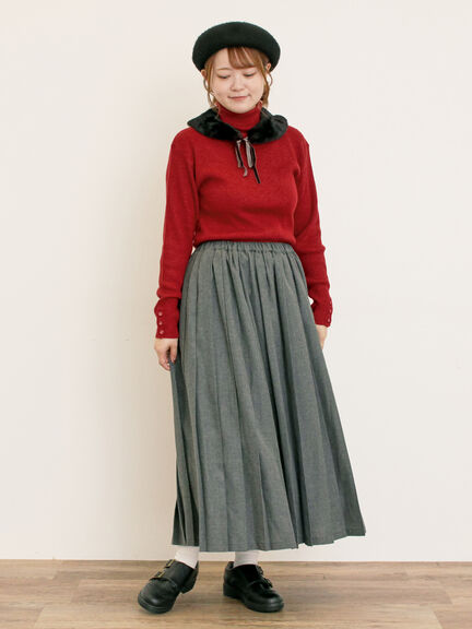 【ゆべし×Samansa Mos2】ティペット付リブニット（ブラック/レッド/ベージュ/キャメル）｜Samansa Mos2（サマンサ モスモス）通販