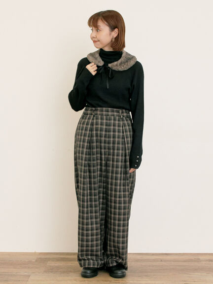 【ゆべし×Samansa Mos2】ティペット付リブニット（ブラック/レッド/ベージュ/キャメル）｜Samansa Mos2（サマンサ モスモス）通販