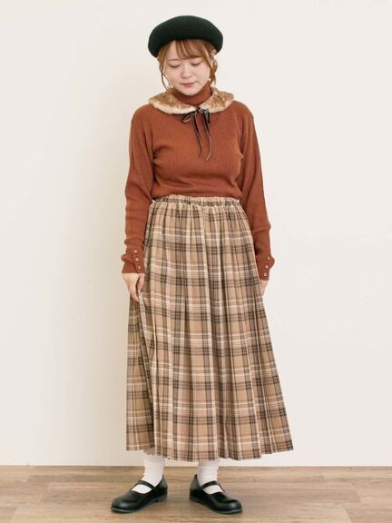 【ゆべし×Samansa Mos2】ティペット付リブニット（ブラック/レッド/ベージュ/キャメル）｜Samansa Mos2（サマンサ モスモス）通販