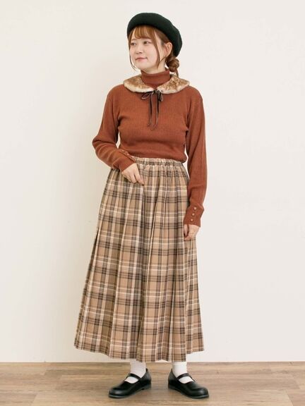 【ゆべし×Samansa Mos2】ティペット付リブニット（ブラック/レッド/ベージュ/キャメル）｜Samansa Mos2（サマンサ モスモス）通販