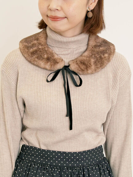 【ゆべし×Samansa Mos2】ティペット付リブニット（ブラック/レッド/ベージュ/キャメル）｜Samansa Mos2（サマンサ モスモス）通販