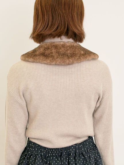 【ゆべし×Samansa Mos2】ティペット付リブニット（ブラック/レッド/ベージュ/キャメル）｜Samansa Mos2（サマンサ モスモス）通販