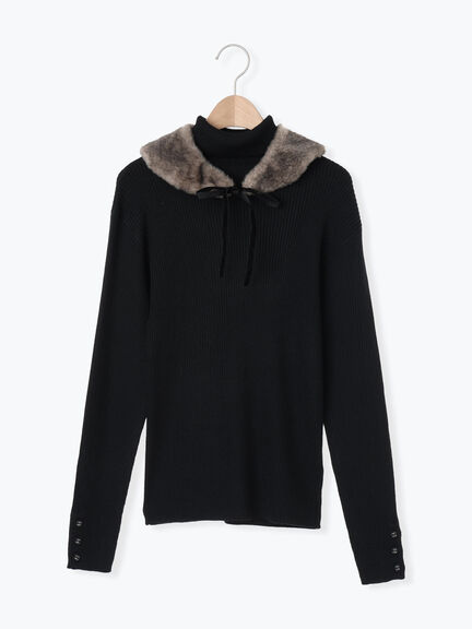 【ゆべし×Samansa Mos2】ティペット付リブニット（ブラック/レッド/ベージュ/キャメル）｜Samansa Mos2（サマンサ モスモス）通販