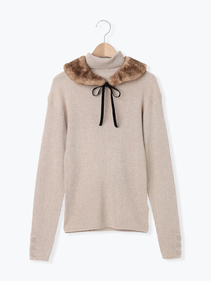 【ゆべし×Samansa Mos2】ティペット付リブニット（ブラック/レッド/ベージュ/キャメル）｜Samansa Mos2（サマンサ モスモス）通販