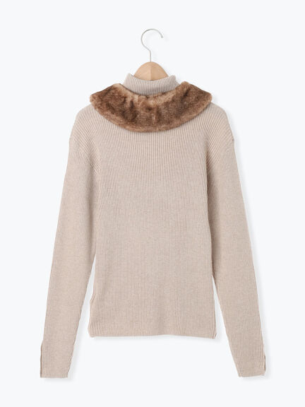 【ゆべし×Samansa Mos2】ティペット付リブニット（ブラック/レッド/ベージュ/キャメル）｜Samansa Mos2（サマンサ モスモス）通販