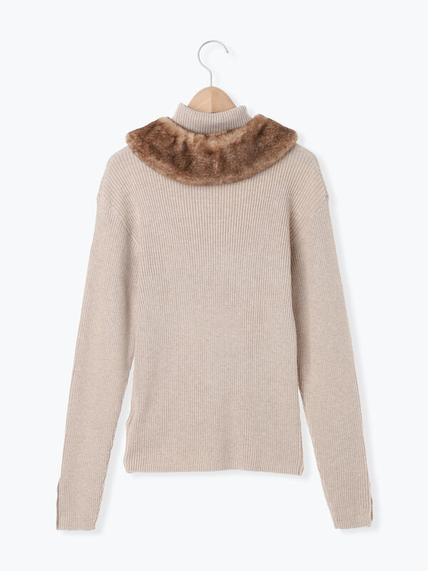 セール】 【ゆべし×Samansa Mos2】ティペット付リブニット（ブラック