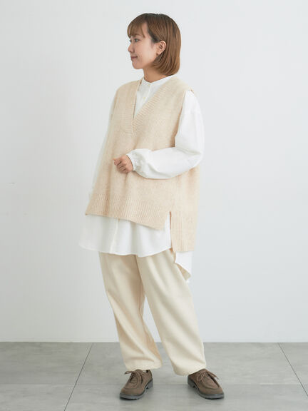 【帯電防止】ウール混テーパードパンツ《M/Lサイズ》（チャコールグレー/モカ/カーキ/キナリ）｜Samansa Mos2（サマンサ モスモス）通販