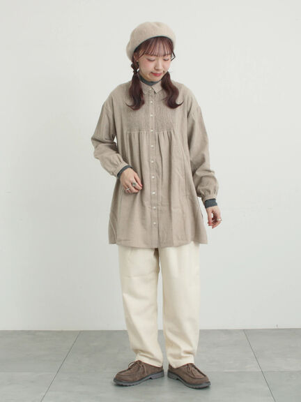 【帯電防止】ウール混テーパードパンツ《M/Lサイズ》（チャコールグレー/モカ/カーキ/キナリ）｜Samansa Mos2（サマンサ モスモス）通販