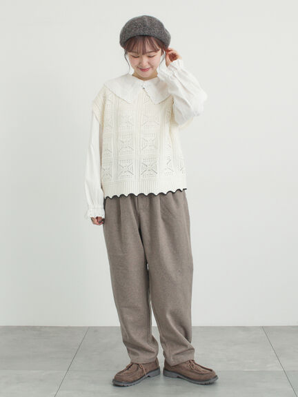 【帯電防止】ウール混テーパードパンツ《M/Lサイズ》（チャコールグレー/モカ/カーキ/キナリ）｜Samansa Mos2（サマンサ モスモス）通販