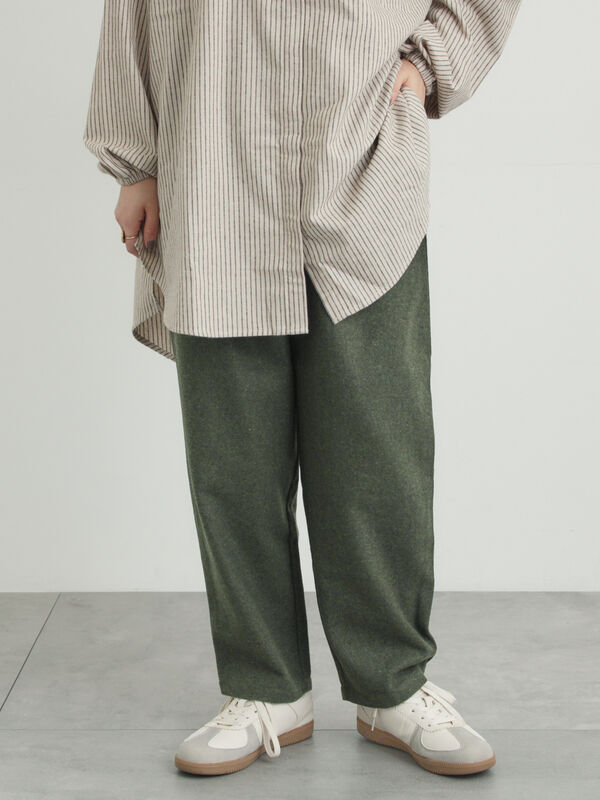 帯電防止】ウール混テーパードパンツ《M/Lサイズ》（チャコールグレー