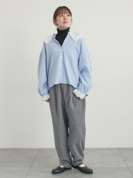 【帯電防止】ウール混テーパードパンツ《M/Lサイズ》（チャコールグレー/モカ/カーキ/キナリ）｜Samansa Mos2（サマンサ モスモス）通販