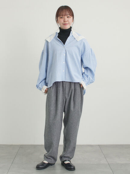 【帯電防止】ウール混テーパードパンツ《M/Lサイズ》（チャコールグレー/モカ/カーキ/キナリ）｜Samansa Mos2（サマンサ モスモス）通販