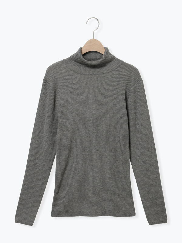 【マシンウォッシャブル】リブタートルネックニット（チャコールグレー）｜Samansa Mos2（サマンサ モスモス）通販