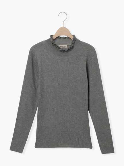 【マシンウォッシャブル】リブフリルタートルネックニット（オフホワイト/グレー/チャコールグレー/キナリ）｜Samansa Mos2（サマンサ モスモス）通販