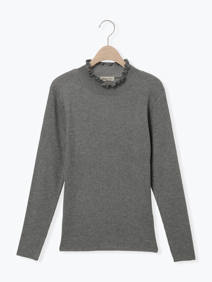 【マシンウォッシャブル】リブフリルタートルネックニット（オフホワイト/グレー/チャコールグレー/キナリ）｜Samansa Mos2（サマンサ モスモス）通販