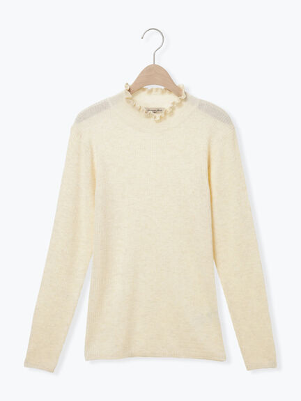 【マシンウォッシャブル】リブフリルタートルネックニット（オフホワイト/グレー/チャコールグレー/キナリ）｜Samansa Mos2（サマンサ モスモス）通販