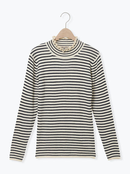 【マシンウォッシャブル】リブフリルタートルネックニット（オフホワイト/グレー/チャコールグレー/キナリ）｜Samansa Mos2（サマンサ モスモス）通販