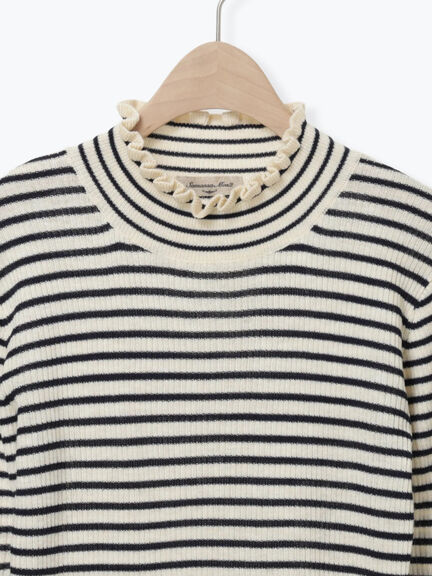 【マシンウォッシャブル】リブフリルタートルネックニット（オフホワイト/グレー/チャコールグレー/キナリ）｜Samansa Mos2（サマンサ モスモス）通販