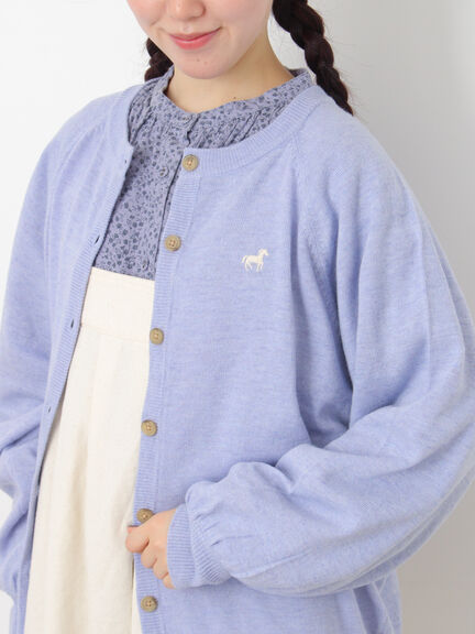 刺繍入りパフスリーブカーディガン（グレー/レッド/モカ/グリーン/ブルー/キナリ）｜Samansa Mos2（サマンサ モスモス）通販