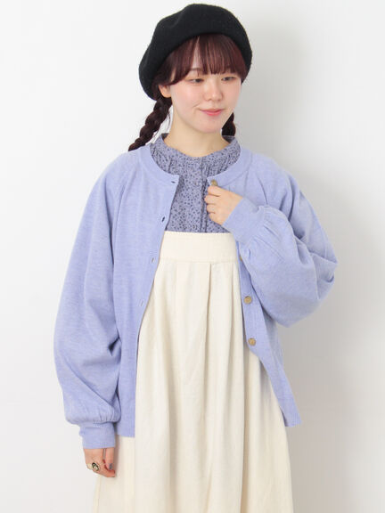 刺繍入りパフスリーブカーディガン（グレー/レッド/モカ/グリーン/ブルー/キナリ）｜Samansa Mos2（サマンサ モスモス）通販