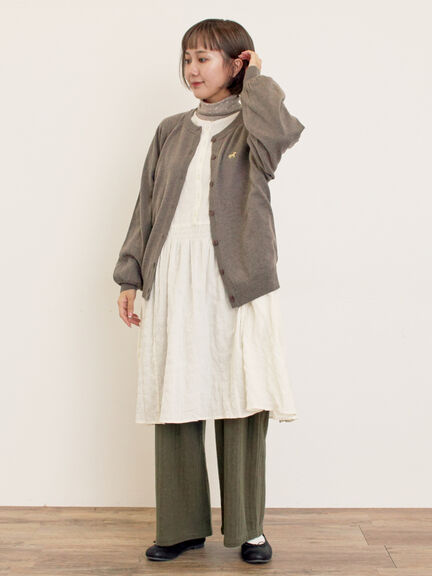 刺繍入りパフスリーブカーディガン（グレー/レッド/モカ/グリーン/ブルー/キナリ）｜Samansa Mos2（サマンサ モスモス）通販