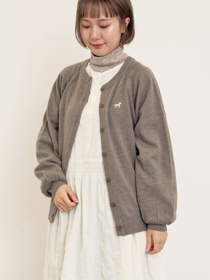 刺繍入りパフスリーブカーディガン（グレー/レッド/モカ/グリーン/ブルー/キナリ）｜Samansa Mos2（サマンサ モスモス）通販