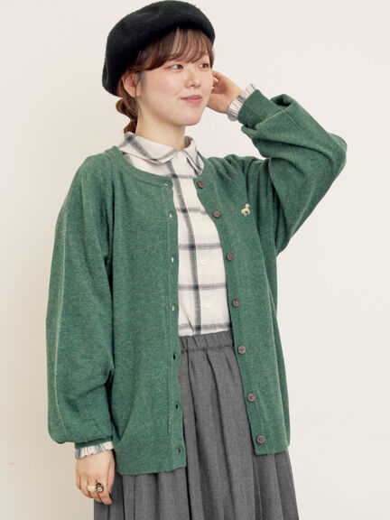 刺繍入りパフスリーブカーディガン（グレー/レッド/モカ/グリーン/ブルー/キナリ）｜Samansa Mos2（サマンサ モスモス）通販