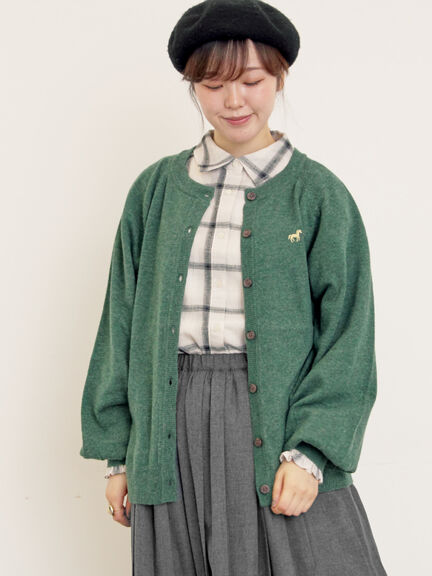 刺繍入りパフスリーブカーディガン（グレー/レッド/モカ/グリーン/ブルー/キナリ）｜Samansa Mos2（サマンサ モスモス）通販