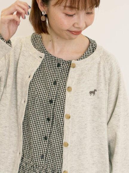 刺繍入りパフスリーブカーディガン（グレー/レッド/モカ/グリーン/ブルー/キナリ）｜Samansa Mos2（サマンサ モスモス）通販