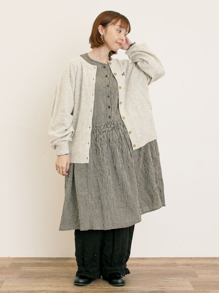 刺繍入りパフスリーブカーディガン（グレー/レッド/モカ/グリーン/ブルー/キナリ）｜Samansa Mos2（サマンサ モスモス）通販