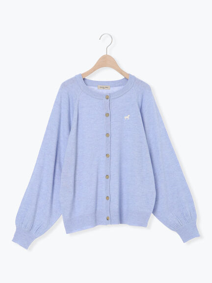 刺繍入りパフスリーブカーディガン（グレー/レッド/モカ/グリーン/ブルー/キナリ）｜Samansa Mos2（サマンサ モスモス）通販