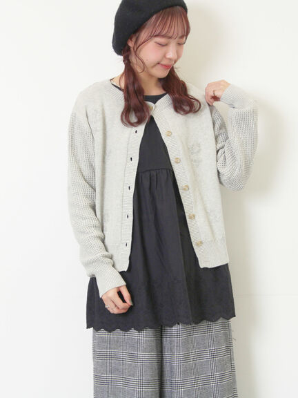 ◎刺繍カーディガン（グレー/チャコールグレー/レッド）｜Samansa Mos2（サマンサ モスモス）通販