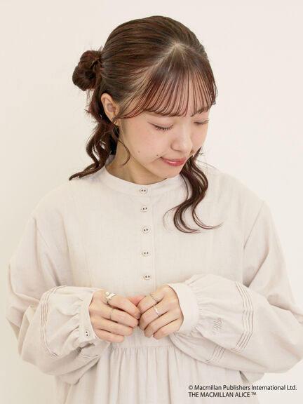 【Alice×Samansa Mos2】スタンドネック裾タックワンピ（ベージュ/サックスブルー）｜Samansa Mos2（サマンサ モスモス）通販