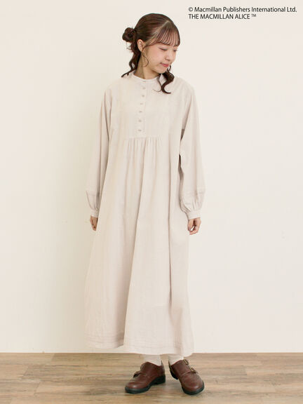 【Alice×Samansa Mos2】スタンドネック裾タックワンピ（ベージュ/サックスブルー）｜Samansa Mos2（サマンサ モスモス）通販