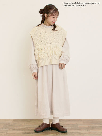 【Alice×Samansa Mos2】スタンドネック裾タックワンピ（ベージュ/サックスブルー）｜Samansa Mos2（サマンサ モスモス）通販