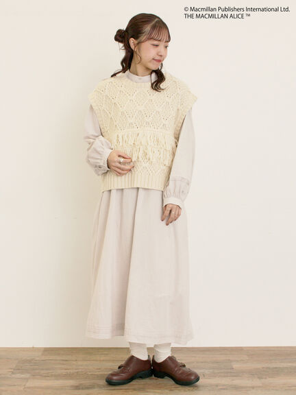 【Alice×Samansa Mos2】スタンドネック裾タックワンピ（ベージュ/サックスブルー）｜Samansa Mos2（サマンサ モスモス）通販