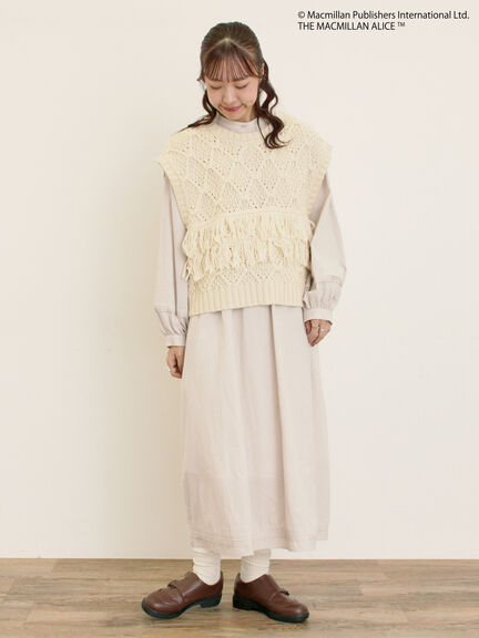 【Alice×Samansa Mos2】スタンドネック裾タックワンピ（ベージュ/サックスブルー）｜Samansa Mos2（サマンサ モスモス）通販