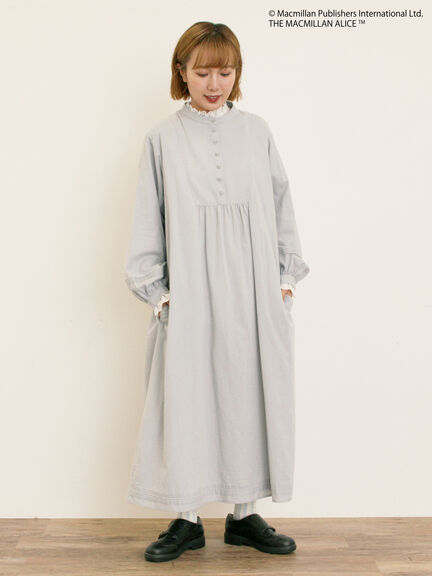 【Alice×Samansa Mos2】スタンドネック裾タックワンピ（ベージュ/サックスブルー）｜Samansa Mos2（サマンサ モスモス）通販