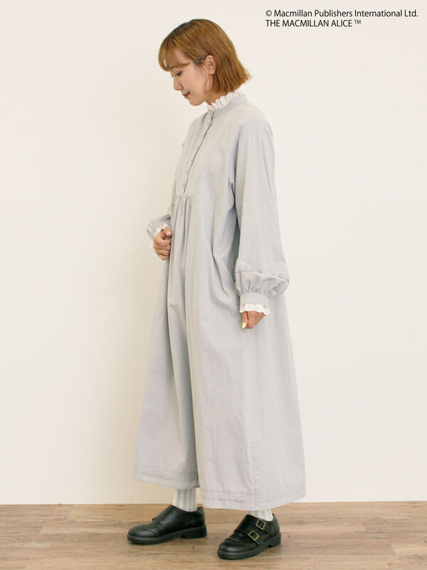 Alice×Samansa Mos2】スタンドネック裾タックワンピ（ベージュ