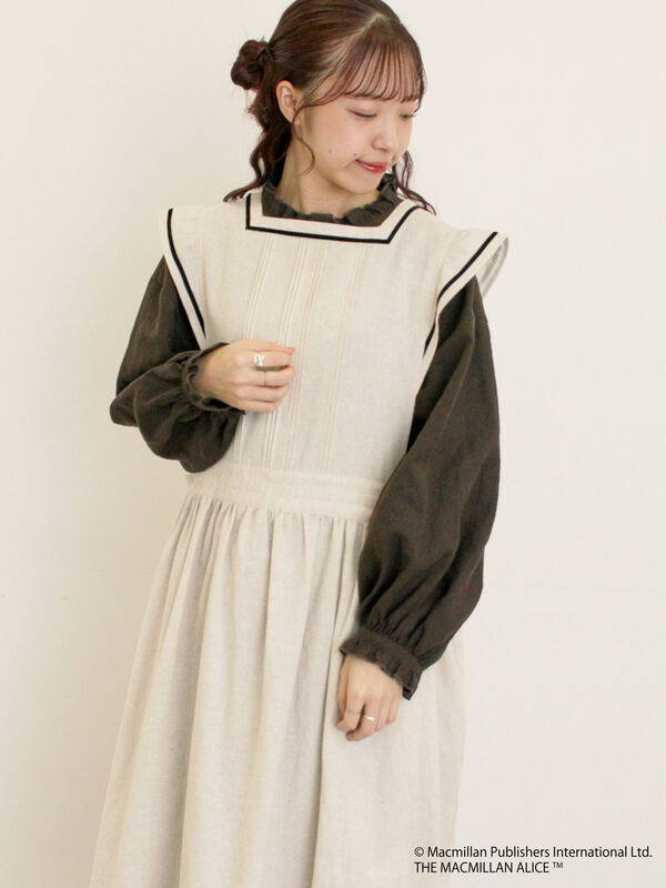 セール】 【Alice×Samansa Mos2】配色エプロンワンピース（オフ