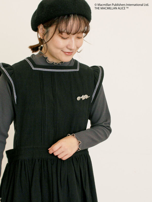 Alice×Samansa Mos2】配色エプロンワンピース（オフホワイト/ブラック