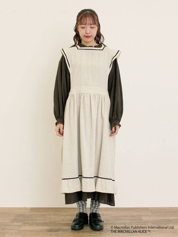 セール】 【Alice×Samansa Mos2】配色エプロンワンピース（オフ