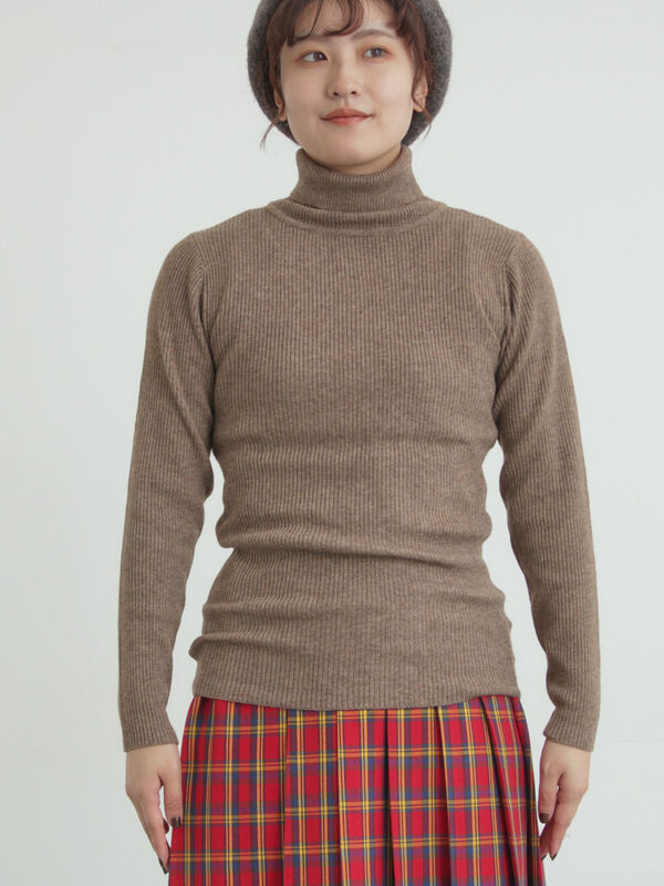 セール】 【マシンウォッシャブル】もちもちリブタートルネックニット