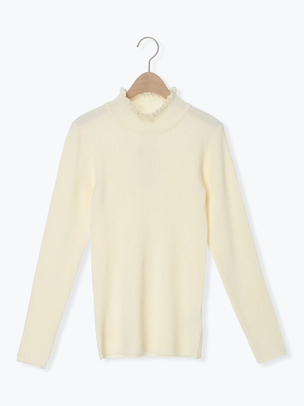 【マシンウォッシャブル】もちもちリブフリルタートルネックニット（オフホワイト）｜Samansa Mos2（サマンサ モスモス）通販