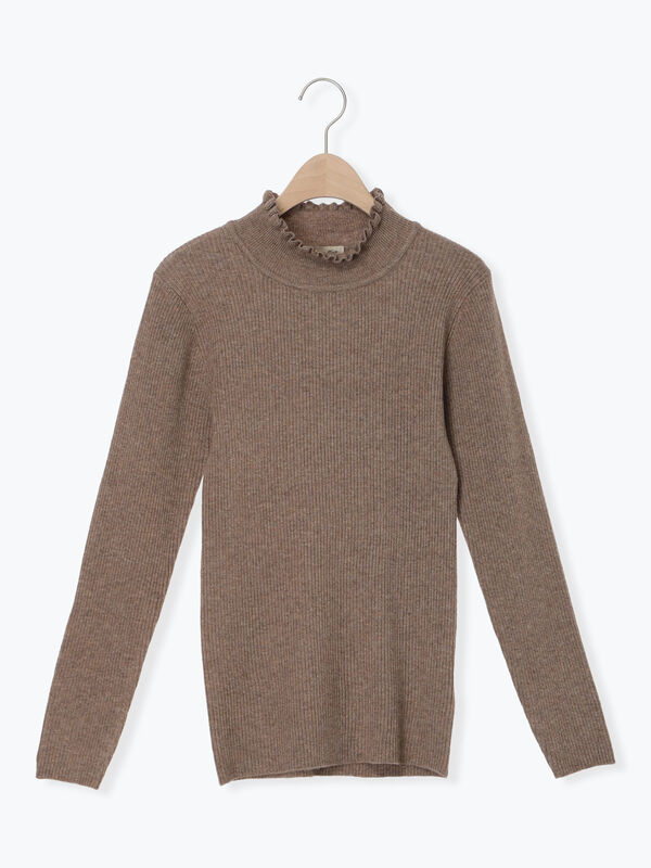 【マシンウォッシャブル】もちもちリブフリルタートルネックニット（モカ）｜Samansa Mos2（サマンサ モスモス）通販